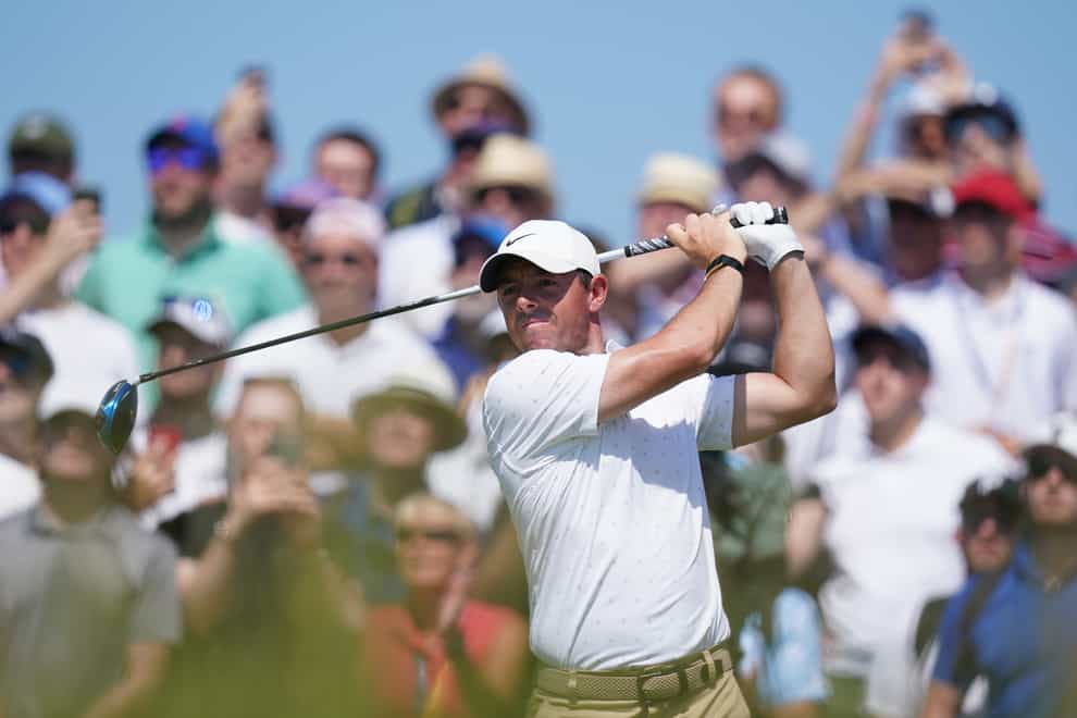 Northern Ireland’s Rory McIlroy has a share of the lead (Gareth Fuller/PA)