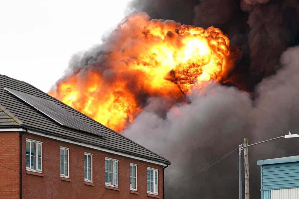 Fire at industrial premises in Juno Drive, Leamington Spa (Jacob King/PA)