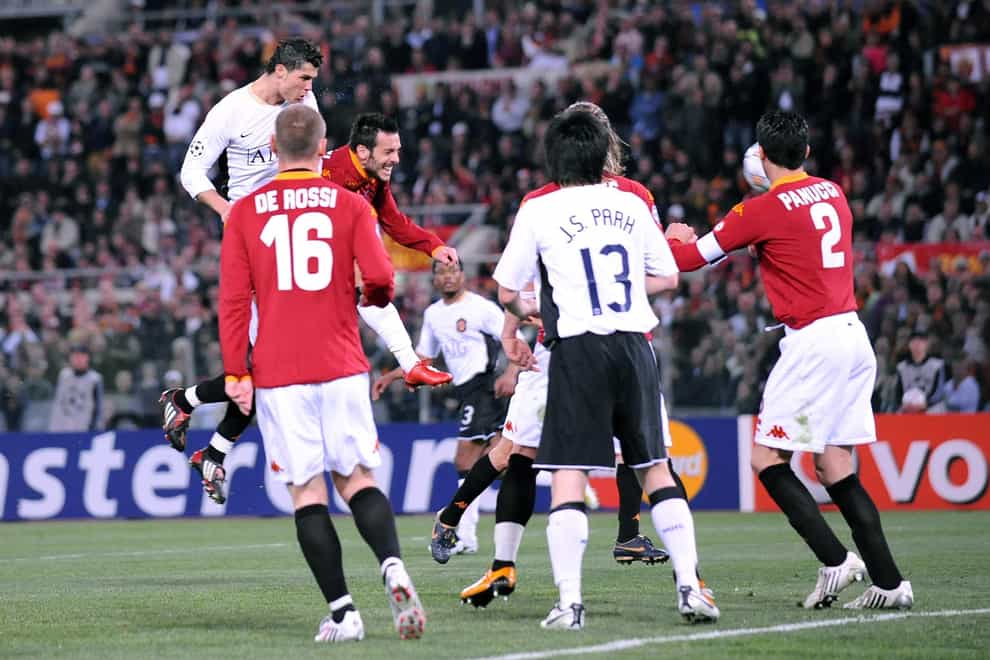 Cristiano Ronaldo scores against Rome (Martin Rickett/PA)