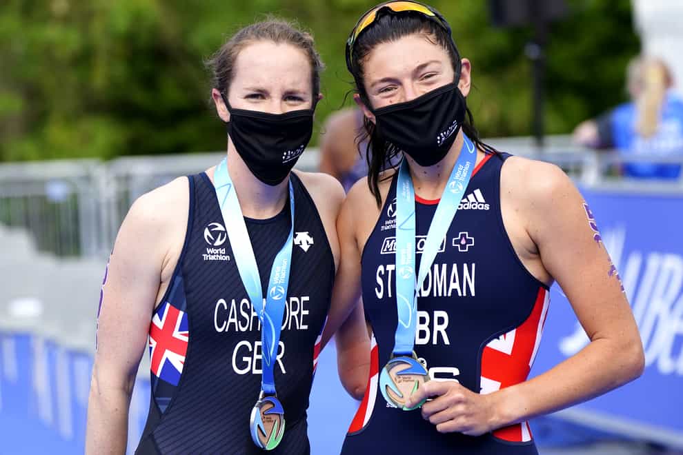Lauren Steadman, right, won triathlon gold, while team-mate Claire Cashmore took bronze (Danny Lawson/PA)