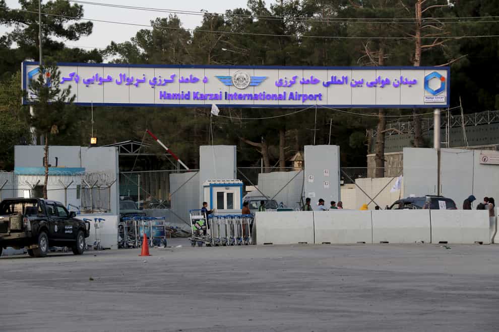 General view of the gate of Hamid Karzai international Airport (Wali Sabawoon/AP)