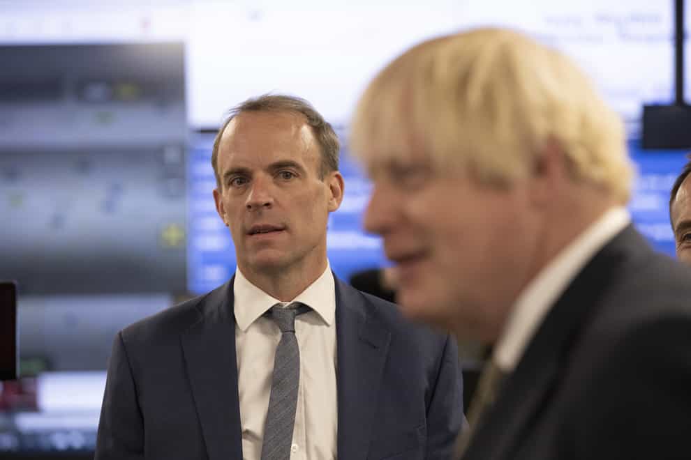Boris Johnson has full confidence in Dominic Raab (Jeff Gilbert/Daily Telegraph/PA)