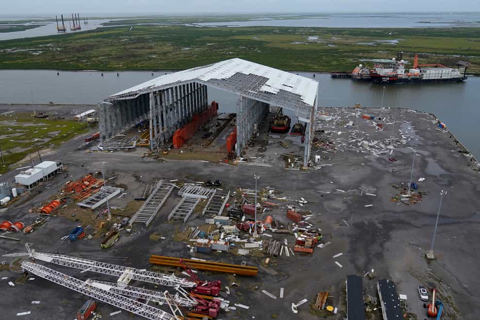 Damage to ship docking facilities are seen in the aftermath of Hurricane Ida in Port Fourchon, Louisiana (Gerald Herbert/AP)