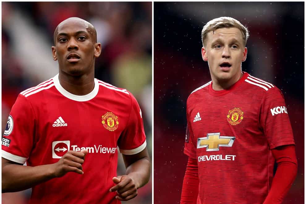 Anthony Martial and Donny van de Beek are staying at Manchester United after proposed transfers failed (Martin Rickett/Martin Rickett/PA)