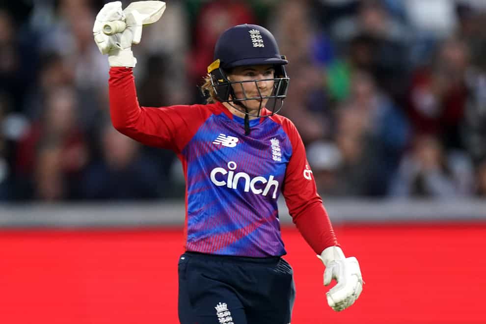 Tammy Beaumont struck 97 as England reached their highest ever T20 international score against New Zealand (Zac Goodwin/PA)