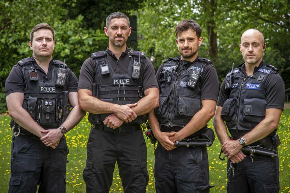 (l to r) Pc James Packman, Pc Liam King, Pc Liam Steele and Sgt Iain Watkinson are being honoured (Jason Bye/Thames Valley Police/PA)