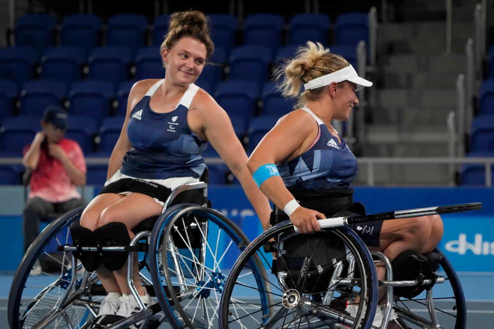 Jordanne Whiley, left, and Lucy Shuker were well beaten in their final but earned a silver medal (Kiichiro Sato/AP)