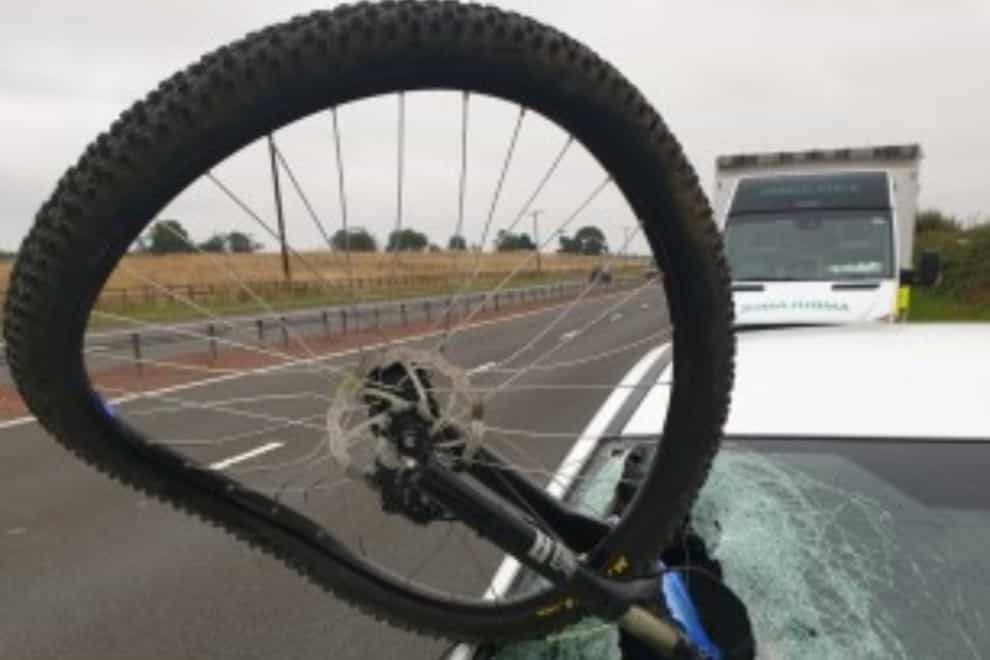 The bicycle struck the windscreen (Police Scotland/PA)