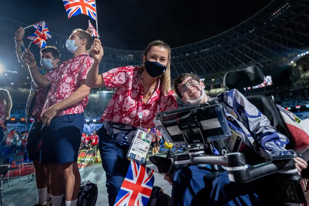 British Paralympians celebrate at the closing ceremony of the Tokyo Games on Sunday (Handout from OIS/PA Media)