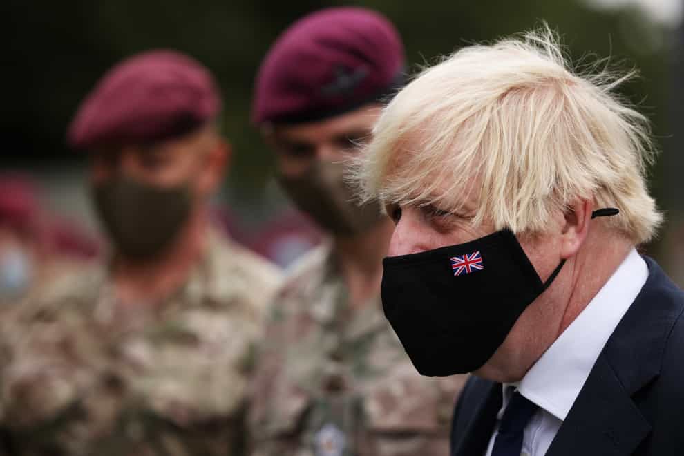 Prime Minister Boris Johnson with members of 16 Air Assault Brigade, following their deployment to Afghanistan (Dan Kitwood/PA)