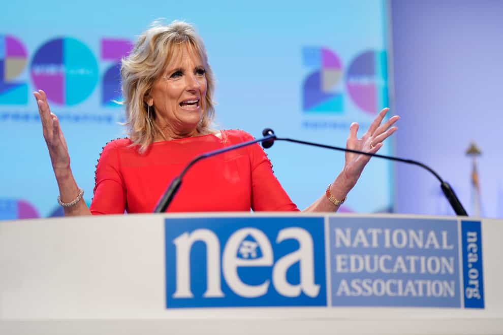 Jill Biden speaks at the National Education Association’s annual meeting (Patrick Semansky/AP)