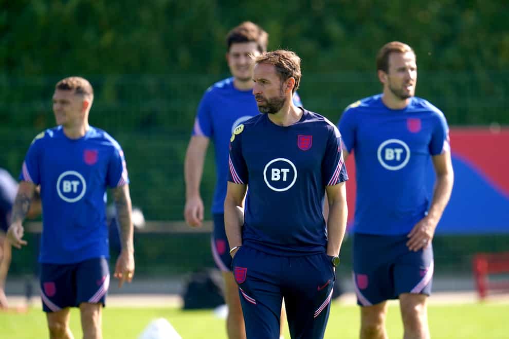 Gareth Southgate, centre, does not believe his contract situation is any kind of disruption (Nick Potts/PA)