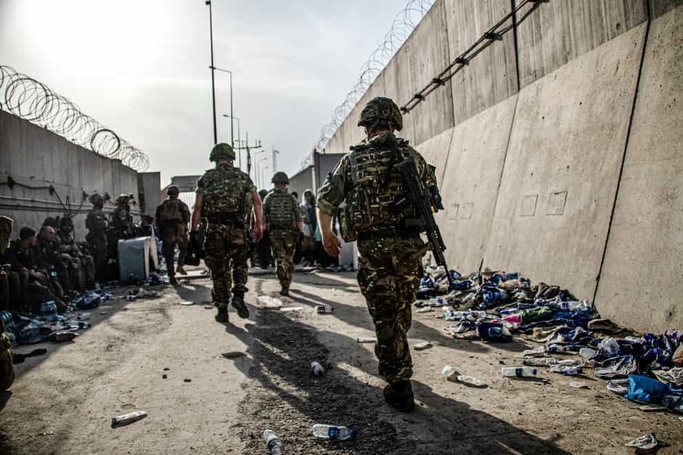 UK Armed Forces taking part in the evacuation of entitled personnel from Kabul airport (MoD)