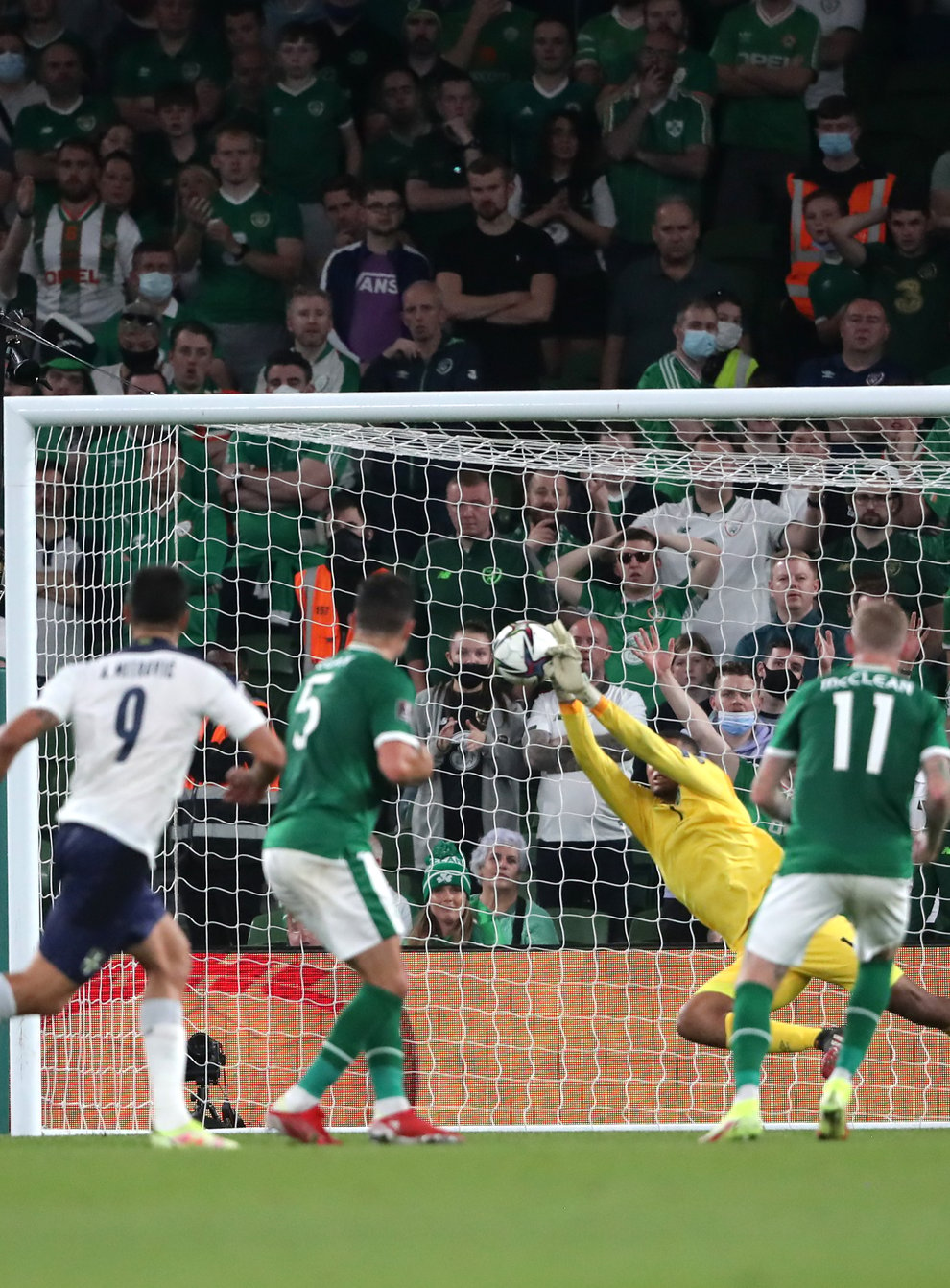 Keeper Gavin Bazunu starred for the Republic of Ireland in their World Cup qualifier draw with Serbia (Niall Carson/PA)