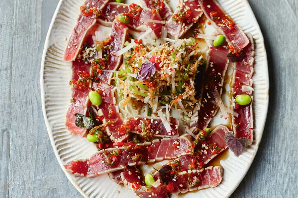 Elegant tuna carpaccio from Together by Jamie Oliver (David Loftus/PA)