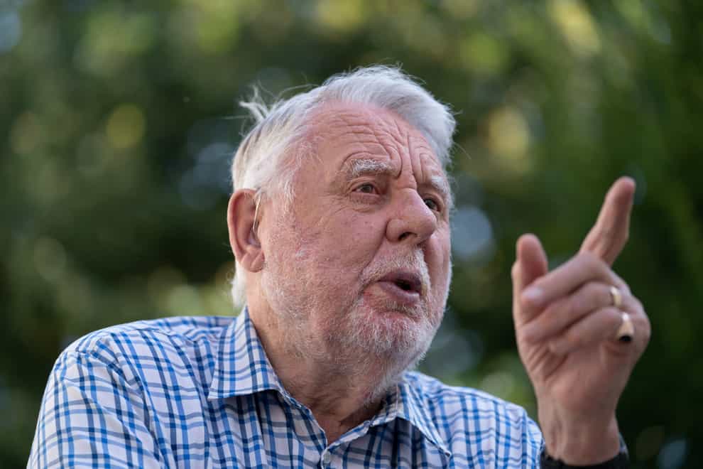 Terry Waite, 82, who was held hostage in Lebanon from 1987 to 1991, at his home in Suffolk, ahead of the mass challenge fundraiser for the charity Hostage International (Joe Giddens/ PA)