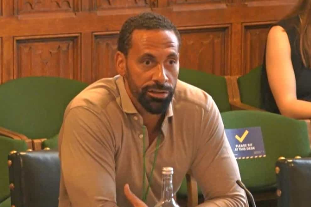 Rio Ferdinand gave evidence to a joint committee of MPs and peers (House of Commons/PA)