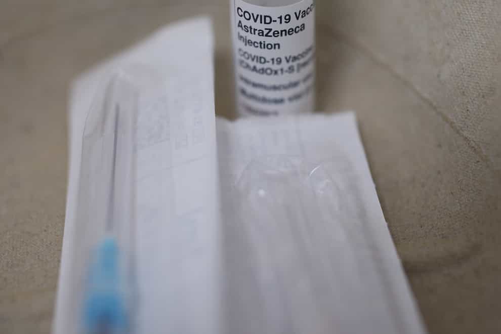A vial of the Oxford/AstraZeneca coronavirus vaccine, at Copes Pharmacy and Travel Clinic in Streatham, south London. Picture date: Friday April 9, 2021.