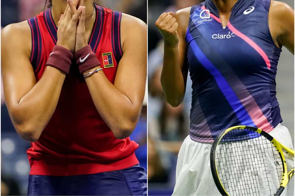 Emma Raducanu, left, and Leylah Fernandez will do battle in the US Open final (Frank Franklin II/Seth Wenig/AP)