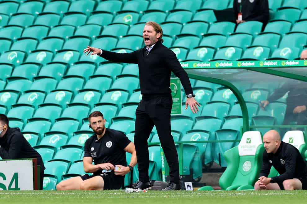 Hearts manager Robbie Neilson is preparing for Sunday’s derby with Hibernian (PA)