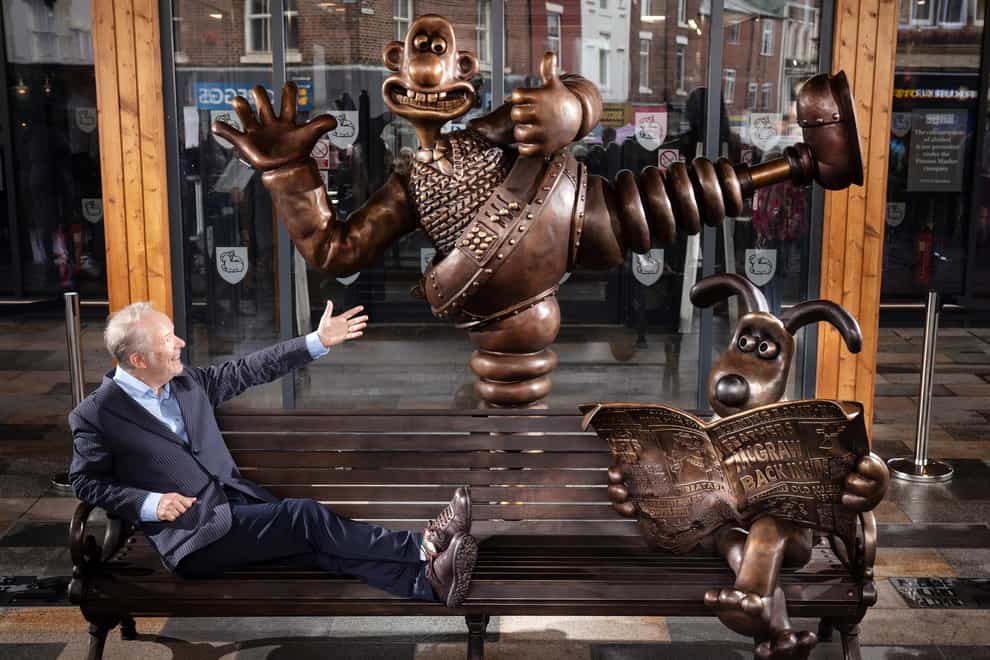 Nick Park, creator of Wallace and Gromit, Aardman Animations, at the unveiling of a bronze Wallace and Gromit bench sculpture, in Preston. (Danny Lawson/PA)