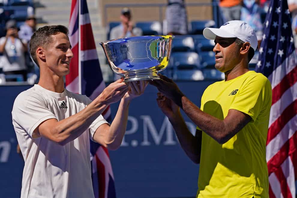 Joe Salisbury (left) and Rajeev Ram won the US open men’s doubles title (Elise Amendola/AP)