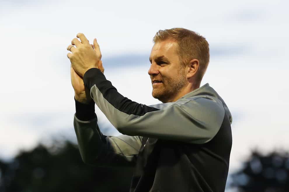 Simon Weaver applauds during his side’s draw with Newport (Isaac Parkin/PA)