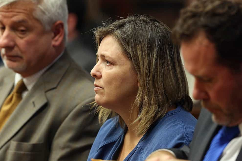Angela Wagner sits next to her lawyers in the Pike County Common Pleas Court (Brooke LaValley/AP)
