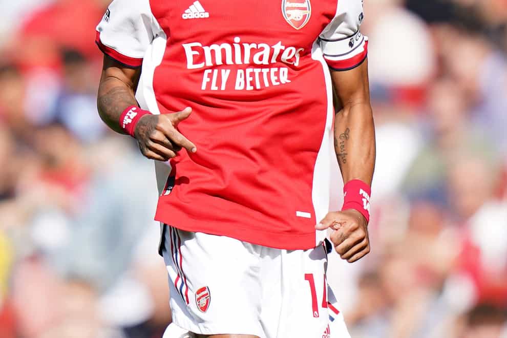 Arsenal’s Pierre-Emerick Aubameyang during the Premier League match at The Emirates Stadium, London. Picture date: Saturday September 11, 2021.