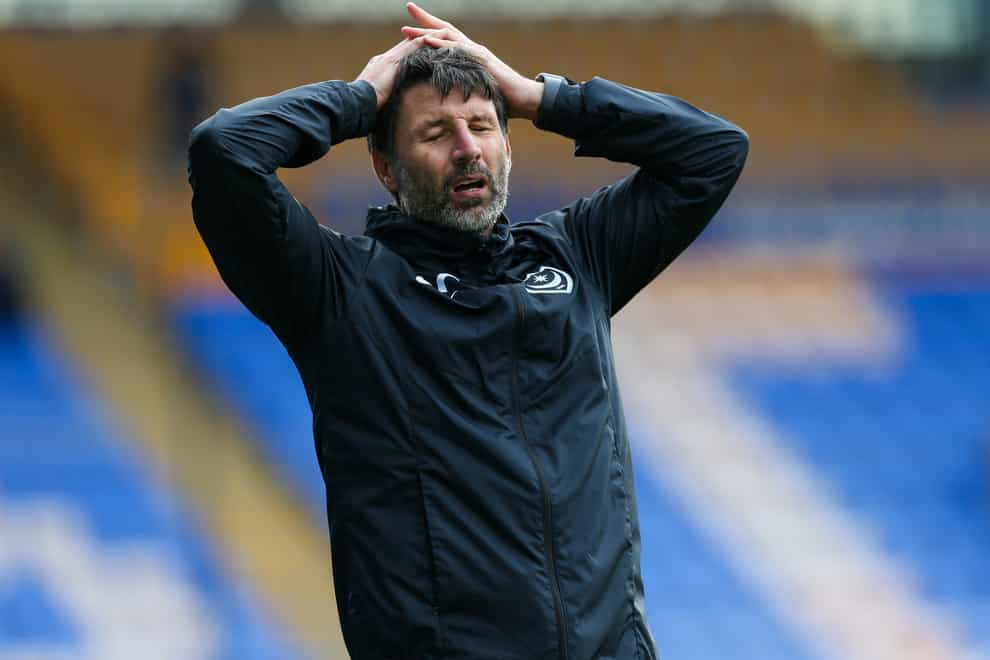 Danny Cowley’s Portsmouth left MK Dons without a point (Barrington Coombs/PA)
