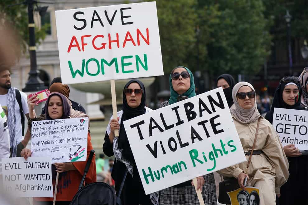 People at an Afghanistan solidarity rally in Trafalgar Square (Yui Mok/PA)