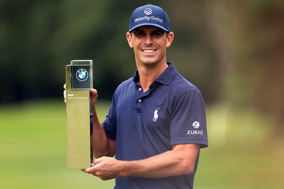 Billy Horschel lifts the trophy after winning the BMW PGA Championship at Wentworth (Steven Paston/PA)