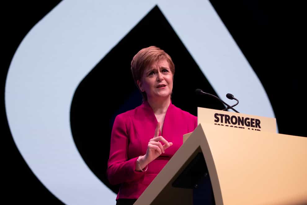 First Minister of Scotland Nicola Sturgeon will address the SNP conference on Monday (Jane Barlow/PA)
