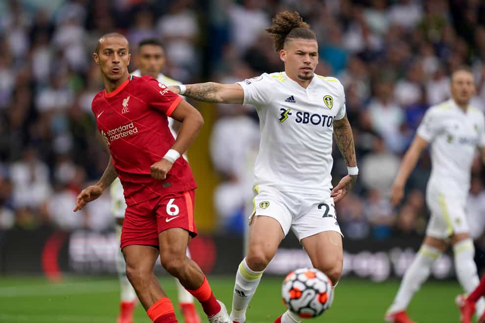 Jurgen Klopp said stopping Kalvin Phillips, right, was key to Liverpool’s win at Leeds (Mike Egerton/PA)