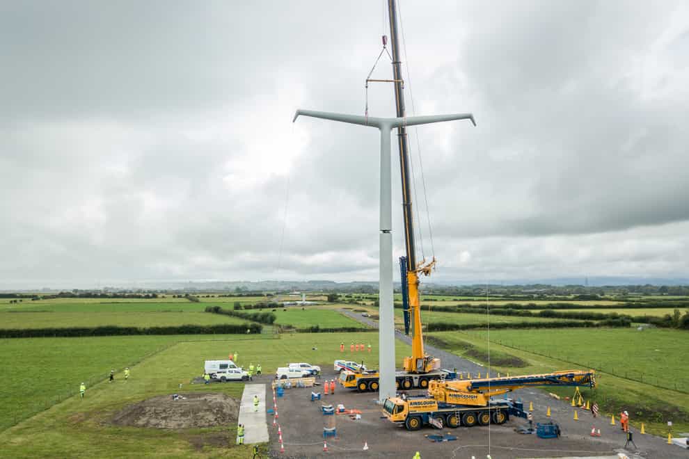 The first in a new design of electricity pylon has been erected in Somerset (National Grid/PA)