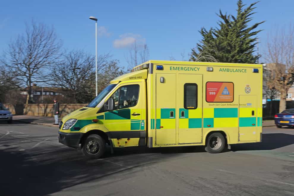 A South East Coast ambulance outside Worthing Hospital (Steve Parsons/PA)