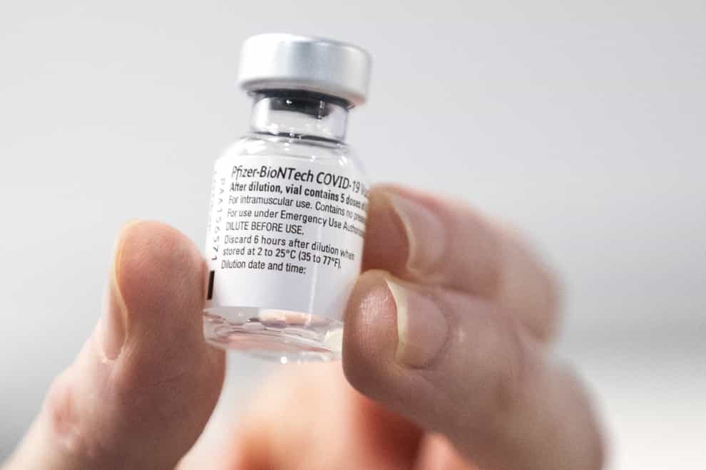 A phial of the Pfizer/BioNTech Covid-19 vaccine. The Government’s winter Covid plan for England will be set out in a Commons statement on Tuesday (PA)