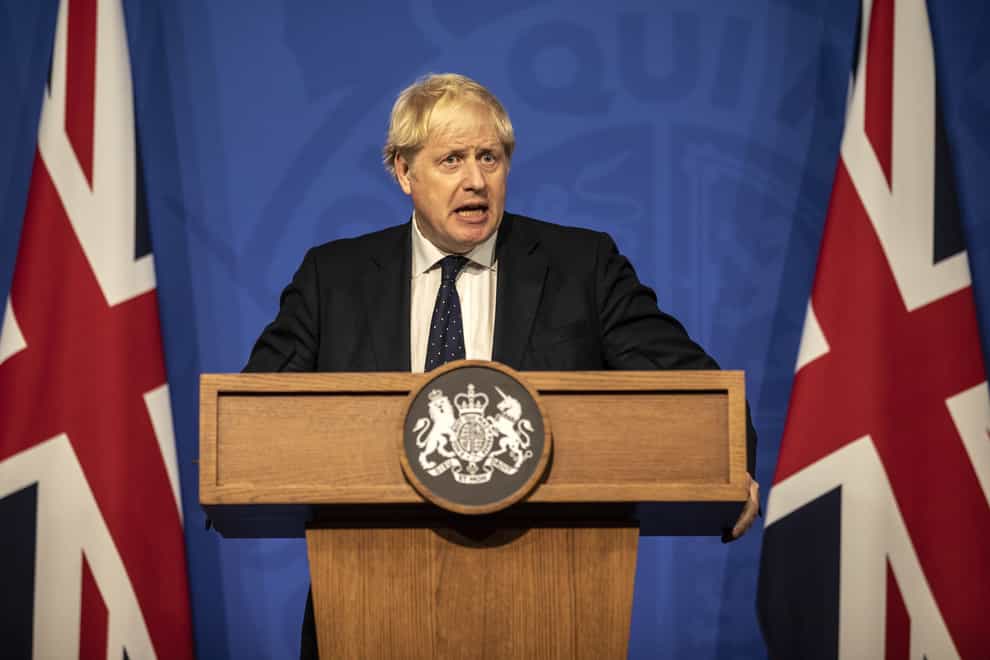 Prime Minister Boris Johnson during a media briefing in Downing Street (Richard Pohle/The Times/PA)
