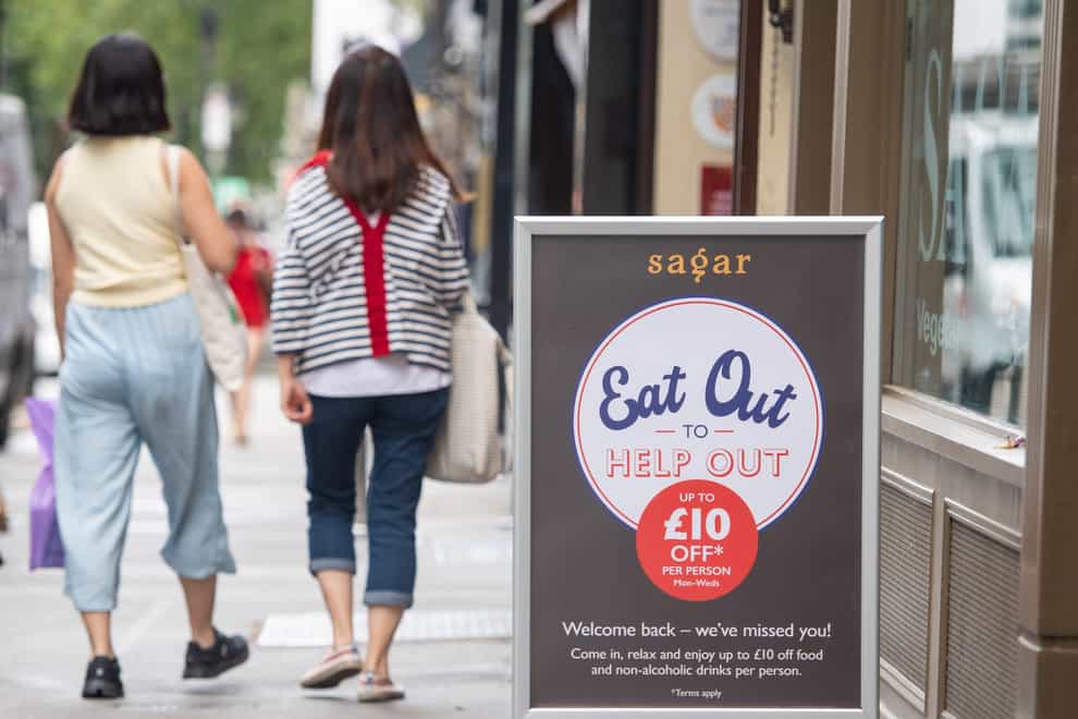 UK inflation has surged to its highest for more than nine years after a record jump in August as restaurant and cafe prices raced higher following last summer’s hefty discounts under the Eat Out to Help Out scheme (Dominic Lipinski/PA)
