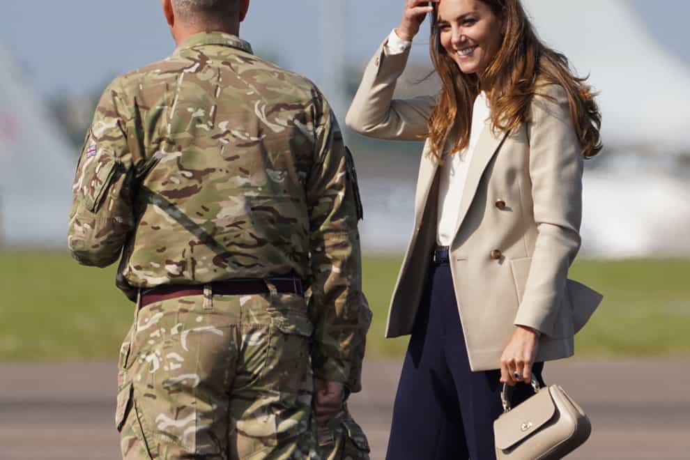 The Duchess of Cambridge arrives for a visit to RAF Brize Norton (Steve Parsons/PA)