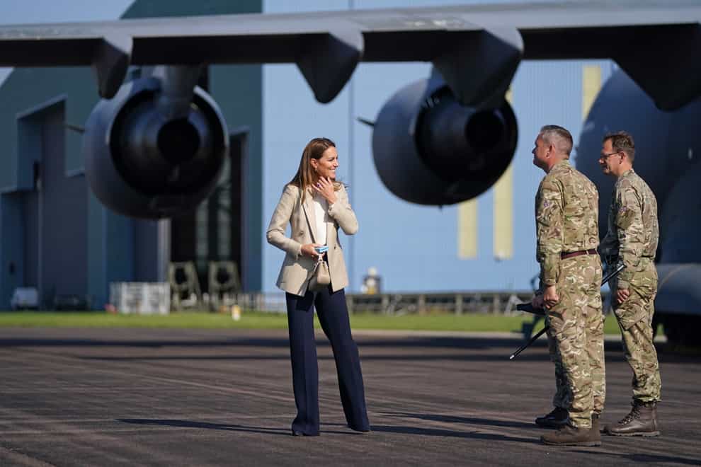 The Duchess of Cambridge visited RAF Brize Norton and met personnel involved in rescue efforts from Afghanistan (Steve Parsons/PA)