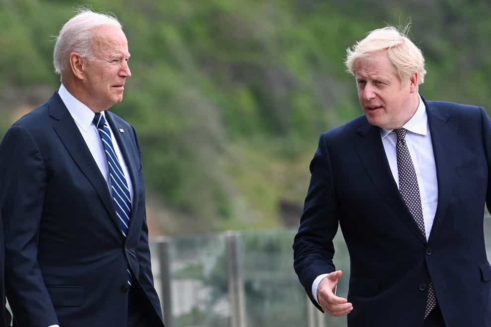 US President Joe Biden and Prime Minister Boris Johnson are due to give a statement alongside the Australian prime minister (Toby Melville/PA)