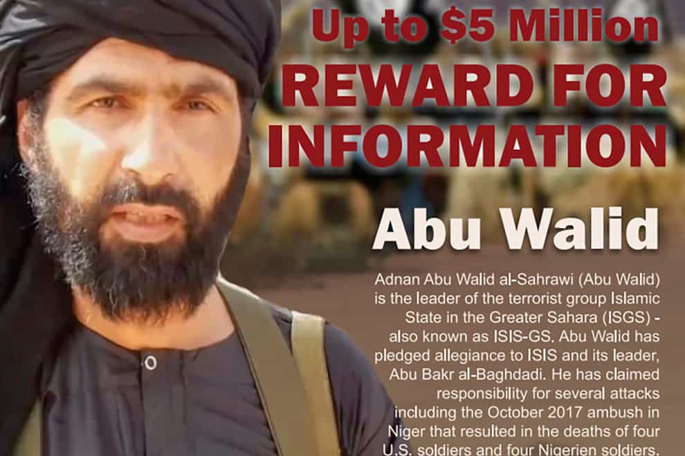 A wanted posted of Adnan Abu Walid al-Sahrawi (Rewards For Justice/AP)