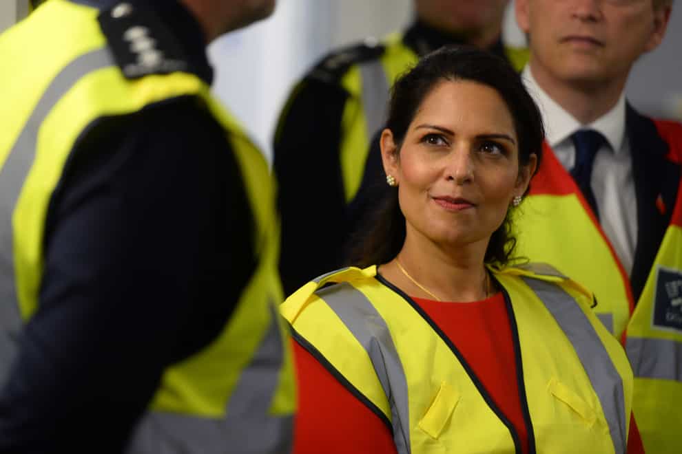 Home Secretary Priti Patel met Border Force officers in Dover as migrants continued to cross the English Channel from France (Kirsty O’Connor/PA)