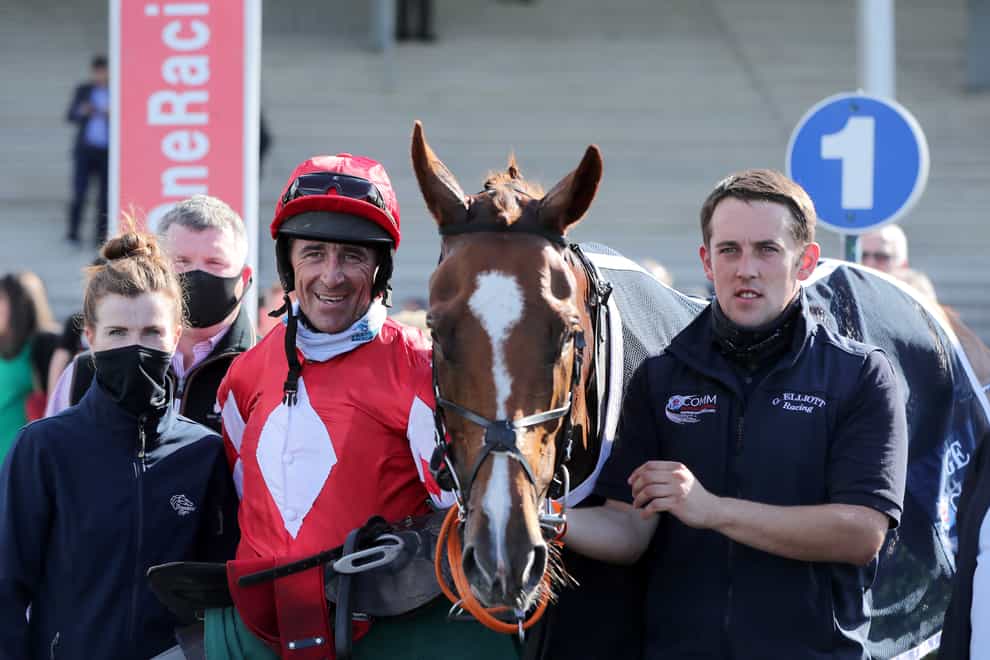 Chemical Energy and jockey Davy Russell after winning at Navan (Niall Carson/PA)
