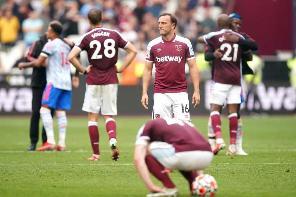 Mark Noble reflects on his last-gasp penalty miss against Manchester United (Mike Egerton/PA).