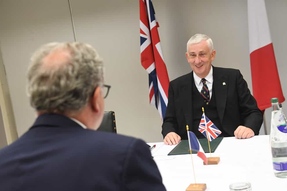 Sir Lindsay Hoyle holding a bilateral meeting at Astley Hall (UK Parliament/Jessica Taylor)