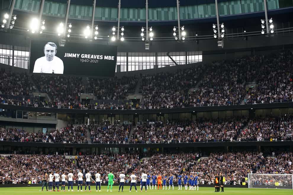 There was a minute’s applause in honour of Jimmy Greaves before Tottenham played Chelsea (Tim Goode/PA)