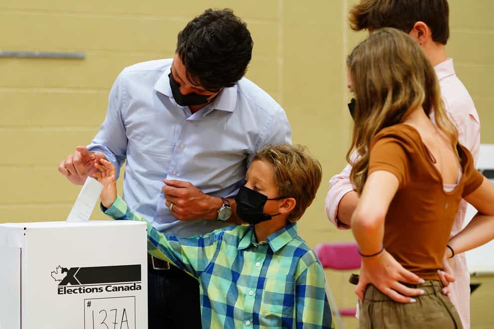 Justin Trudeau casts his ballot (Sean Kilpatrick/The Canadian Press via AP)