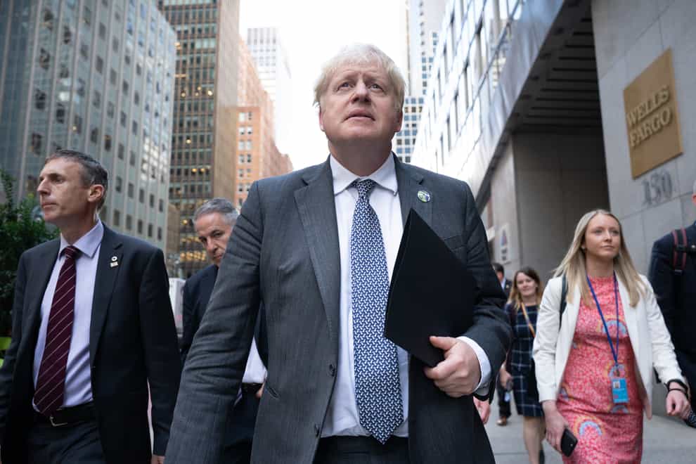 Prime Minister Boris Johnson walks to a television interview in New York (Stefan Rousseau/PA)
